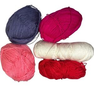 Crochet Yarn Bundle 5 Skeins Assorted Colors Multi-Colored Craft Lot